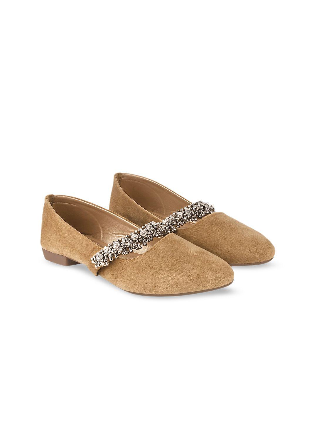 shoetopia embellished suede round toe ballerinas