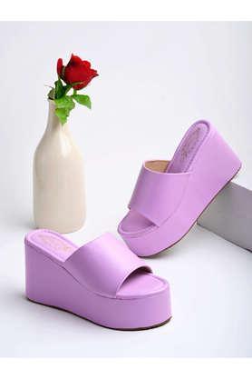 shoetopia fashionable mauve platform heels for women & girls - purple