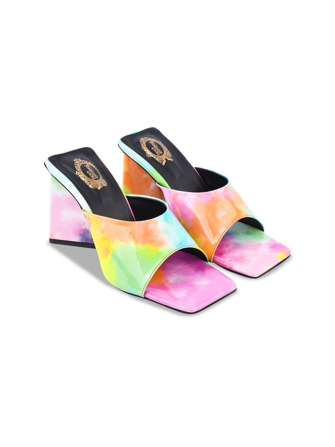 shoetopia girls abstract printed block heels