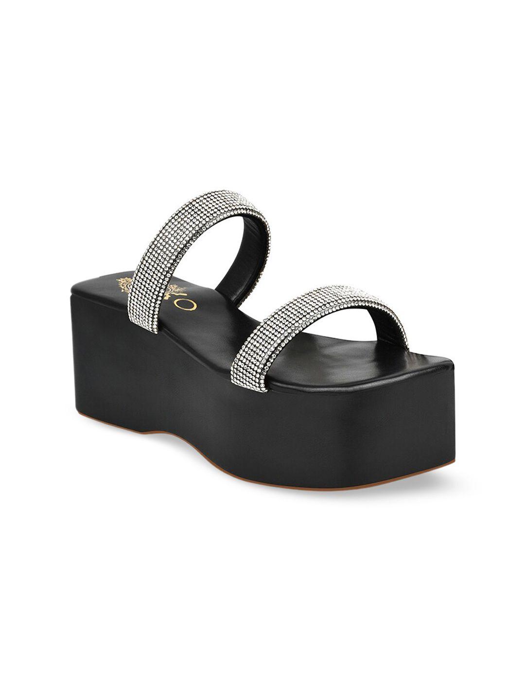 shoetopia girls black block sandals