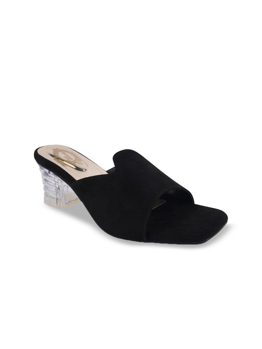 shoetopia girls black embellished suede block peep toes