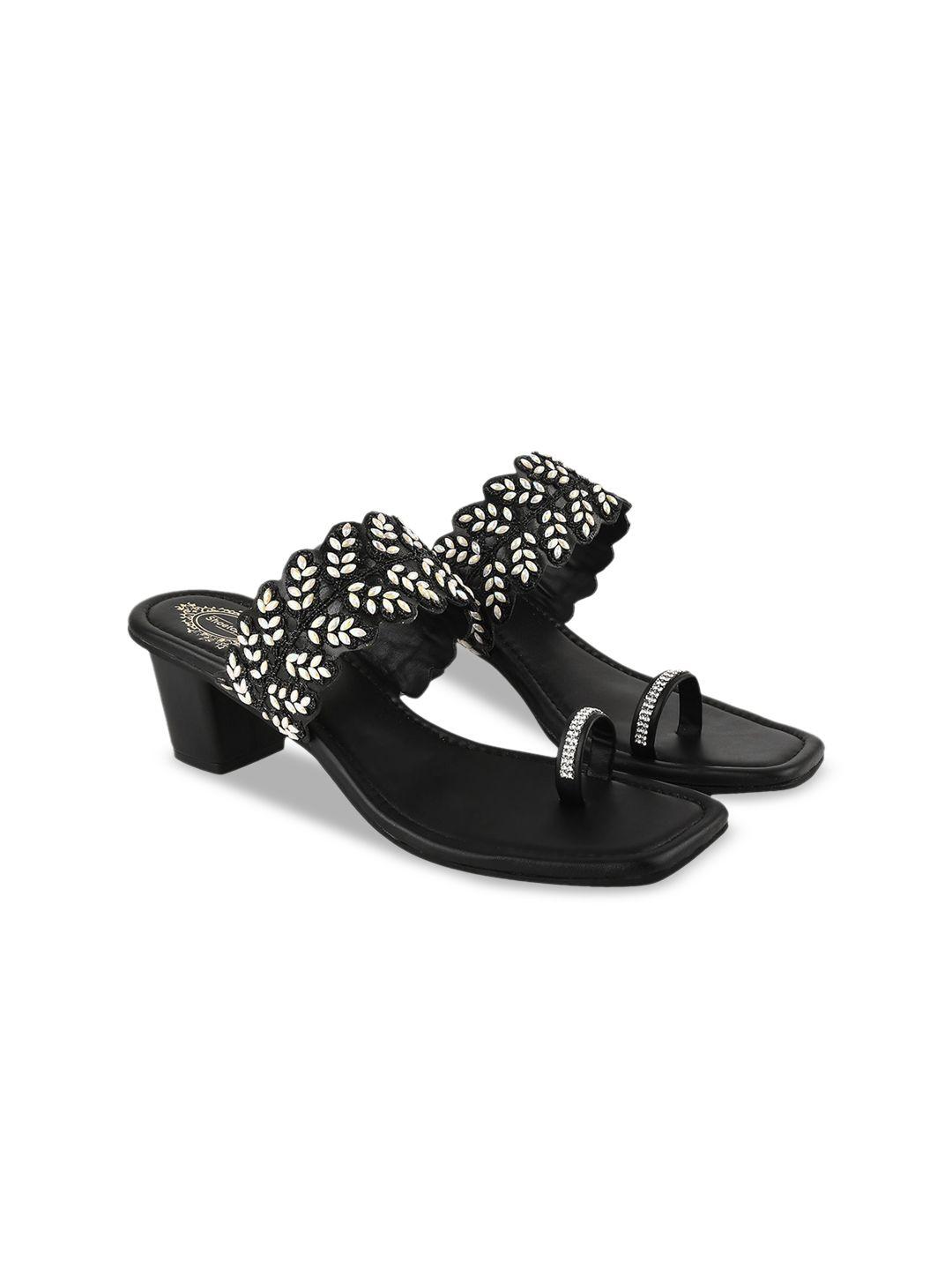 shoetopia girls ethnic embellished block heels