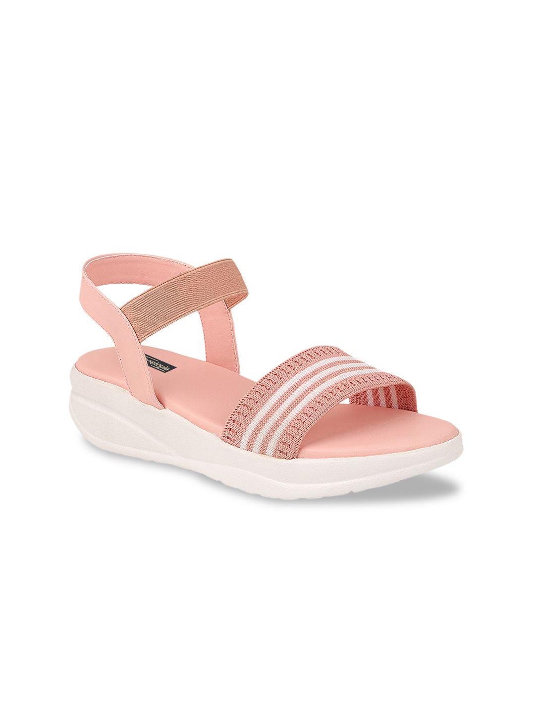 shoetopia girls pink striped comfort sandals with laser cuts