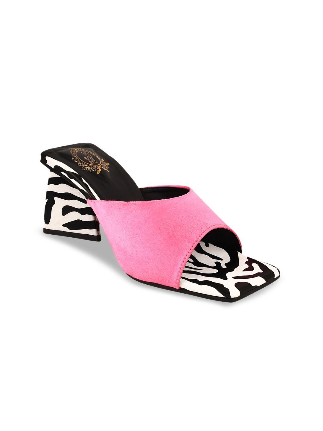 shoetopia girls printed suede block heels