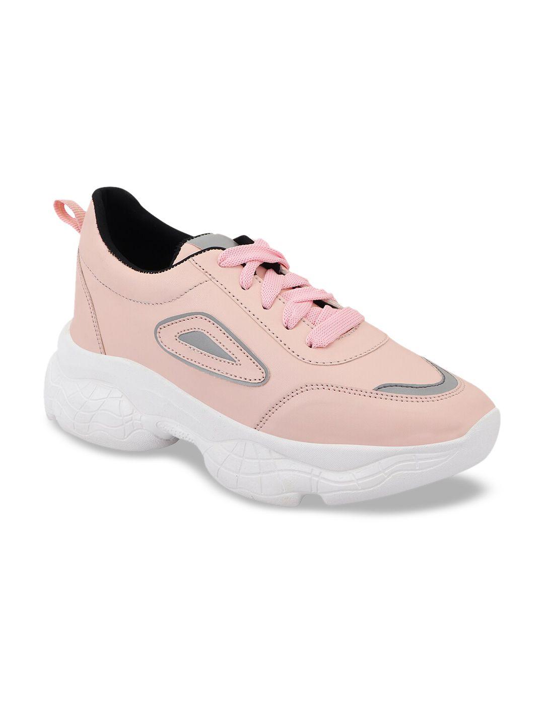 shoetopia girls rose pink & grey colourblocked sneakers