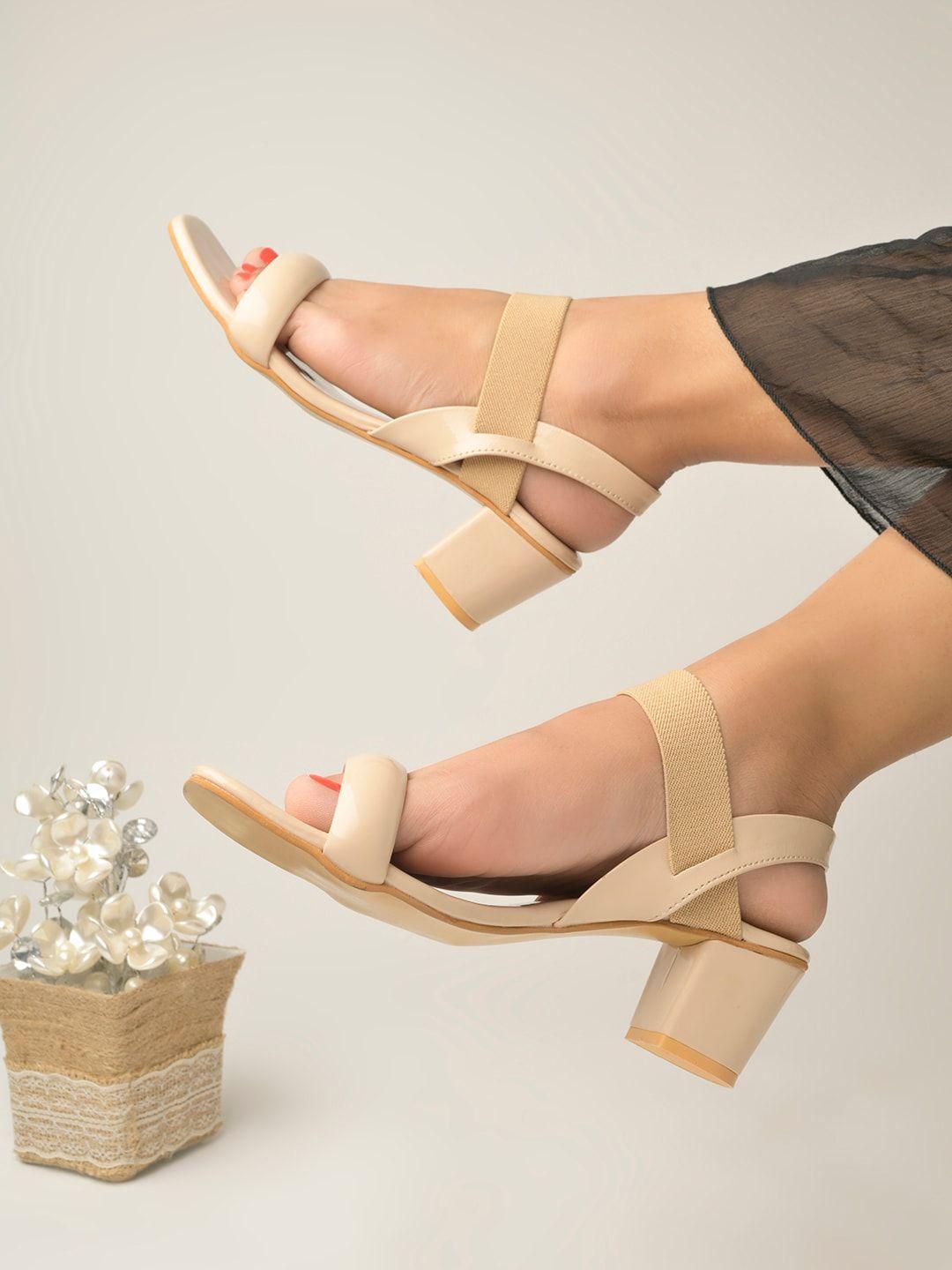 shoetopia open toe block heels with backstrap