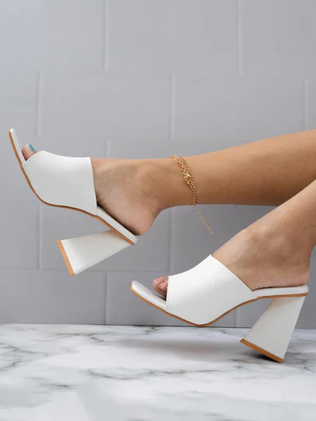 shoetopia open toe triangle block heels