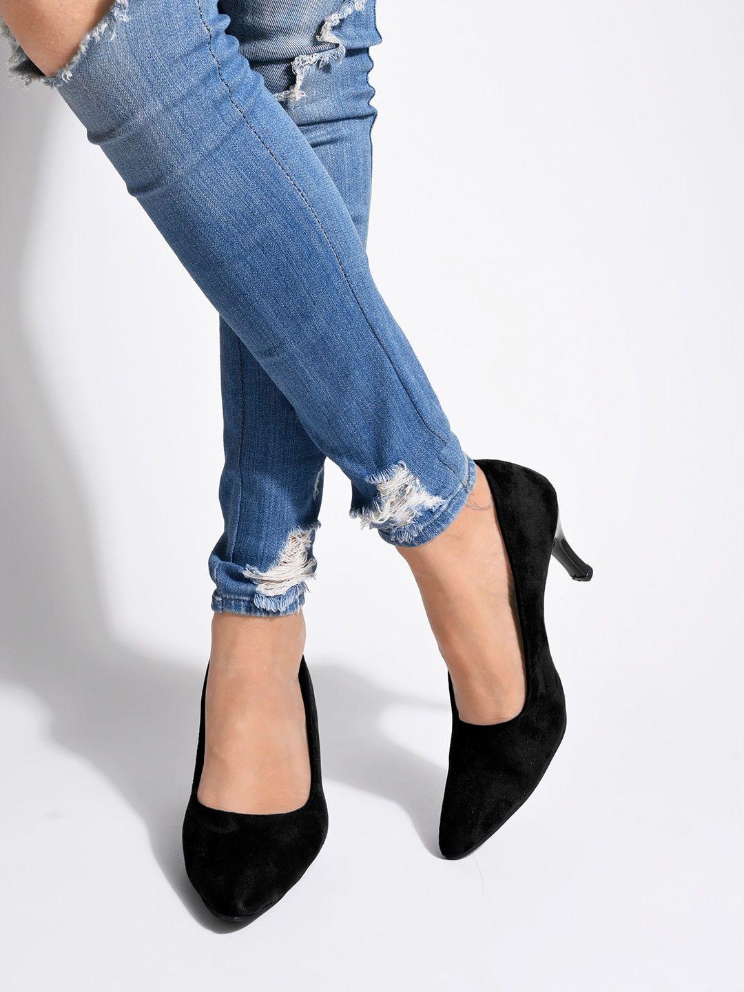 shoetopia pointed toe suede slim heel pumps