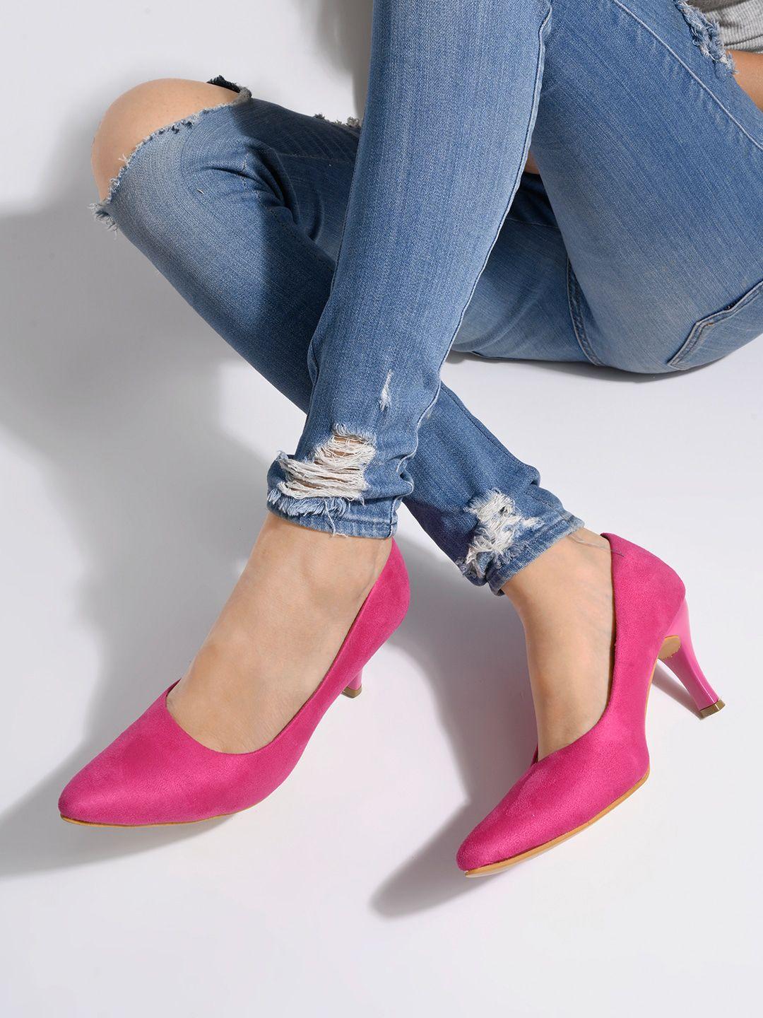 shoetopia pointed toe suede slim pumps