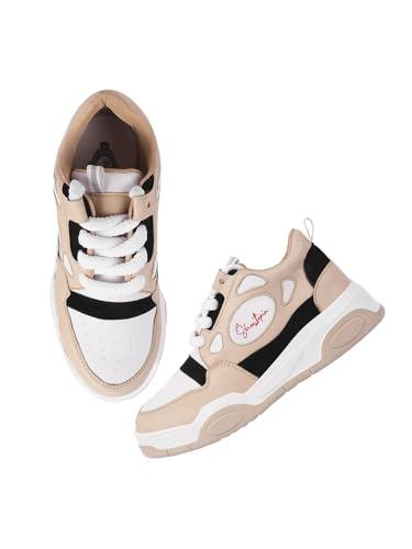 shoetopia smart casual lace-up sneakers for women & girls bronze