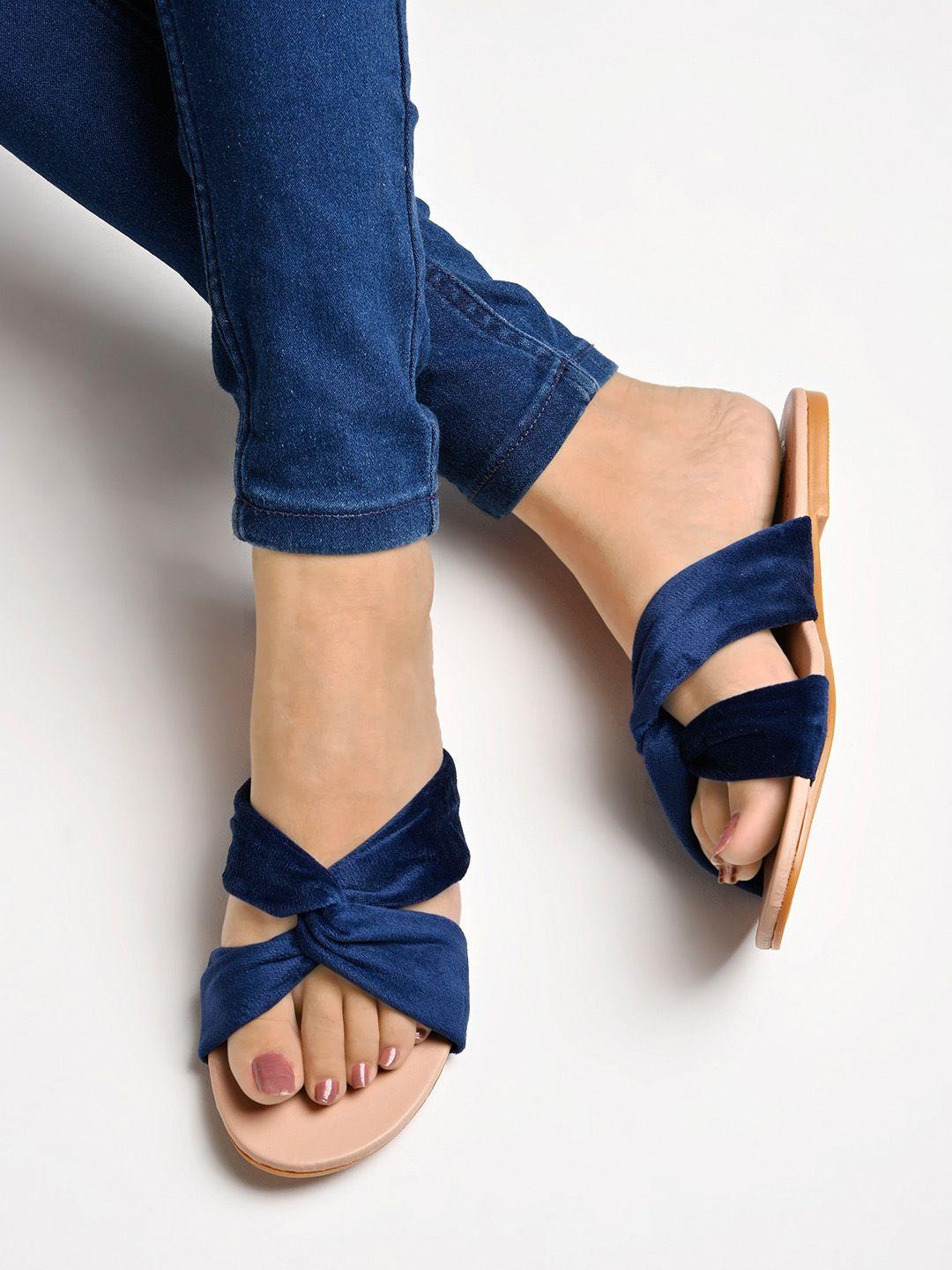 shoetopia suede twisted open toe flats