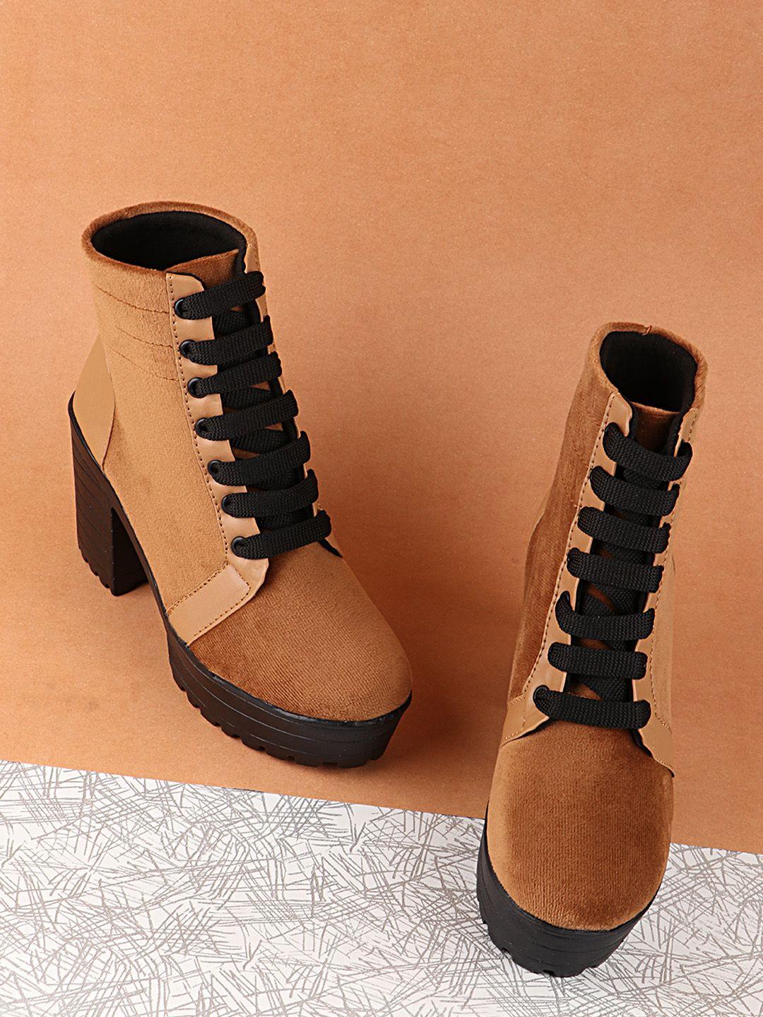 shoetopia tan suede wedge heeled boots