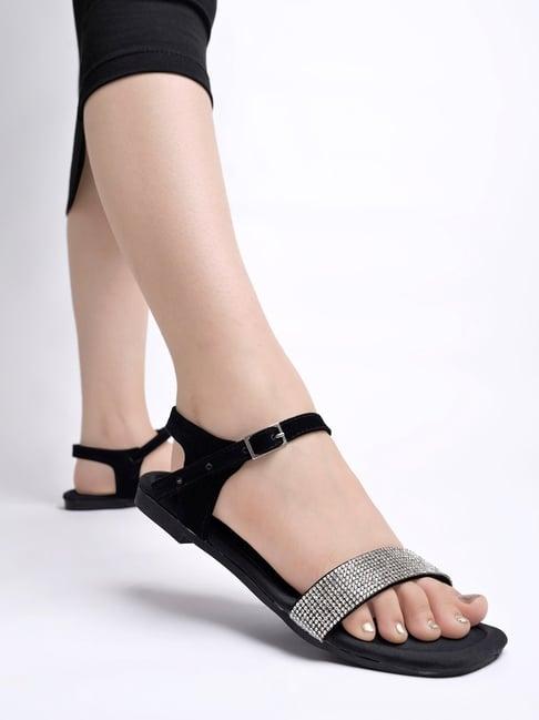 shoetopia women's black ankle strap sandals