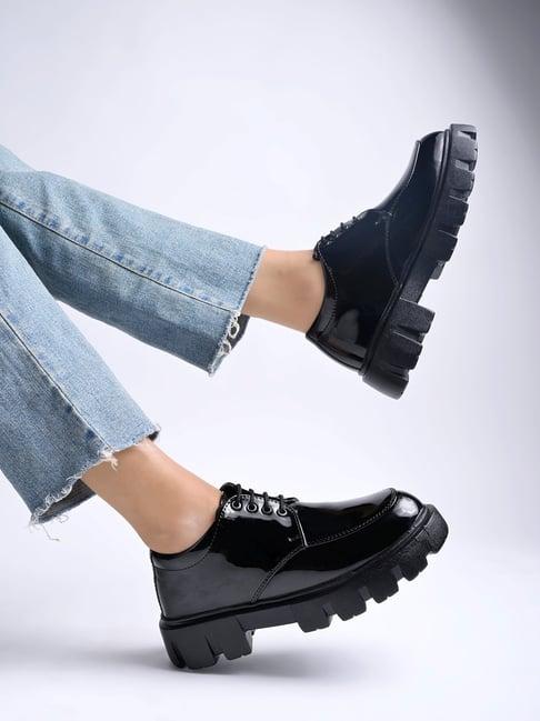 shoetopia women's black derby shoes