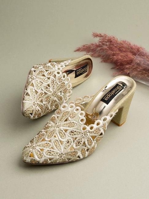 shoetopia women's gold mule shoes