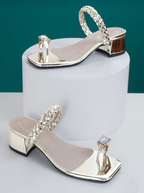 shoetopia women's golden toe ring sandals
