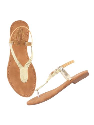 shoetopia women's snd-138 golden flat sandal-4 kids uk (snd-138-golden)-eu37