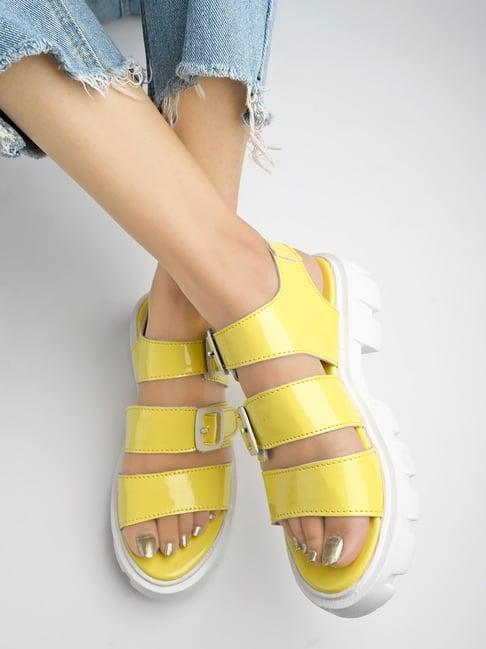 shoetopia women's yellow ankle strap sandals