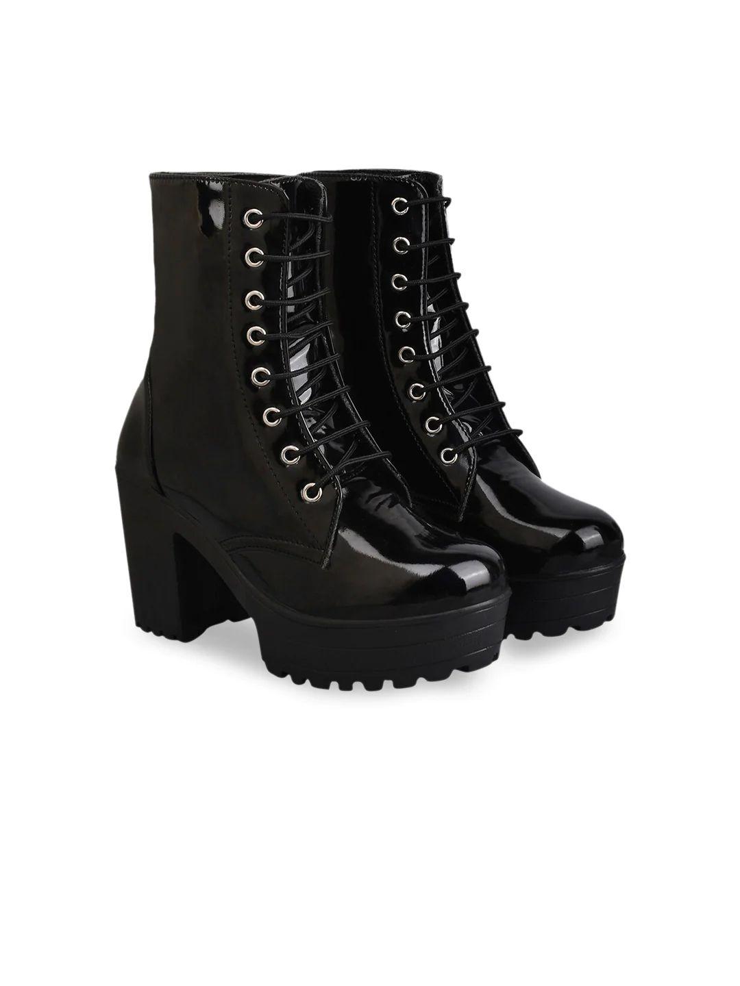 shoetopia women block heeled chunky boots