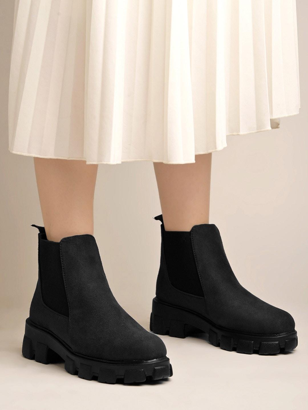 shoetopia women block heeled chunky boots