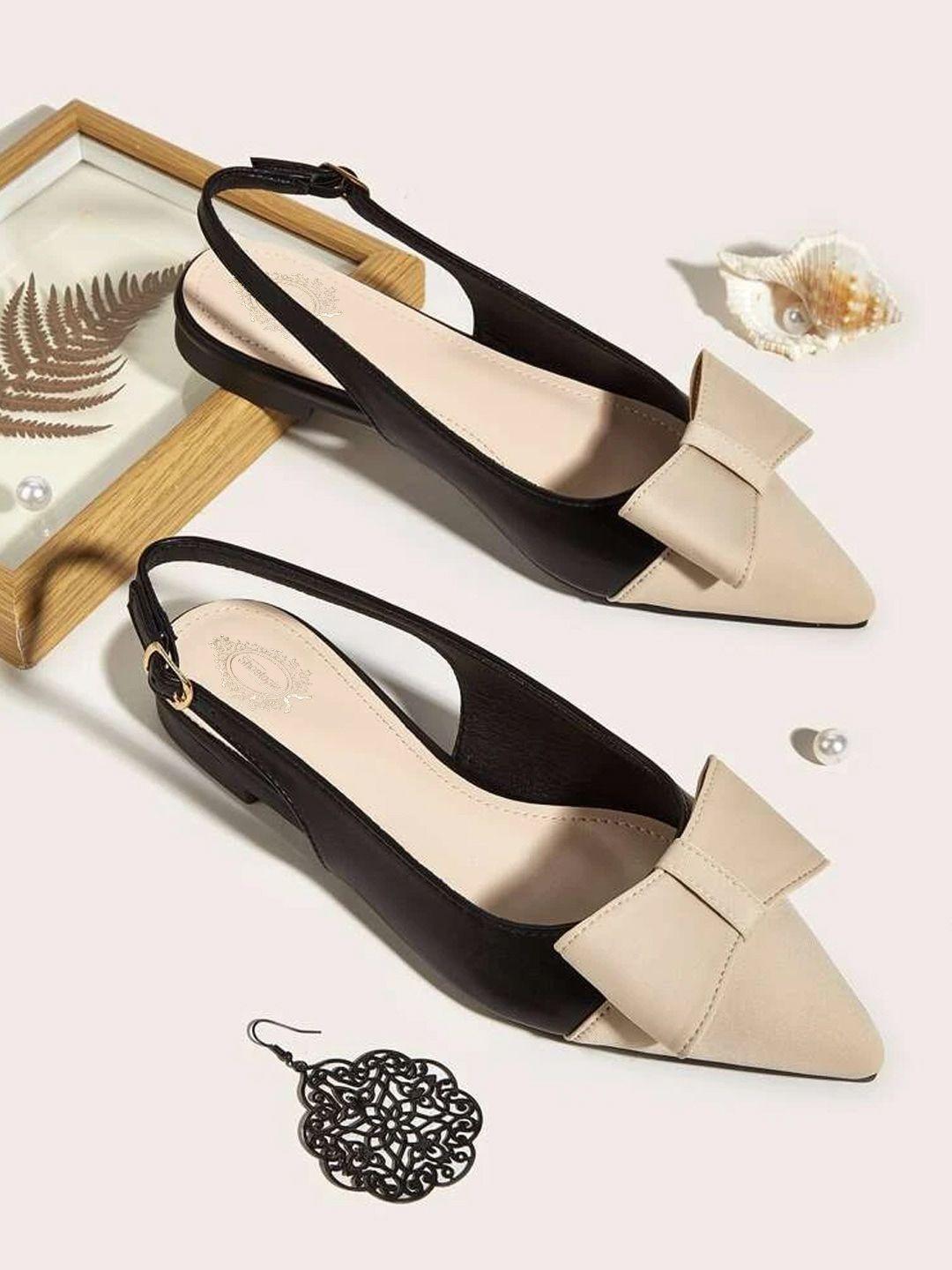 shoetopia women colourblocked pointed toe suede mules with bows