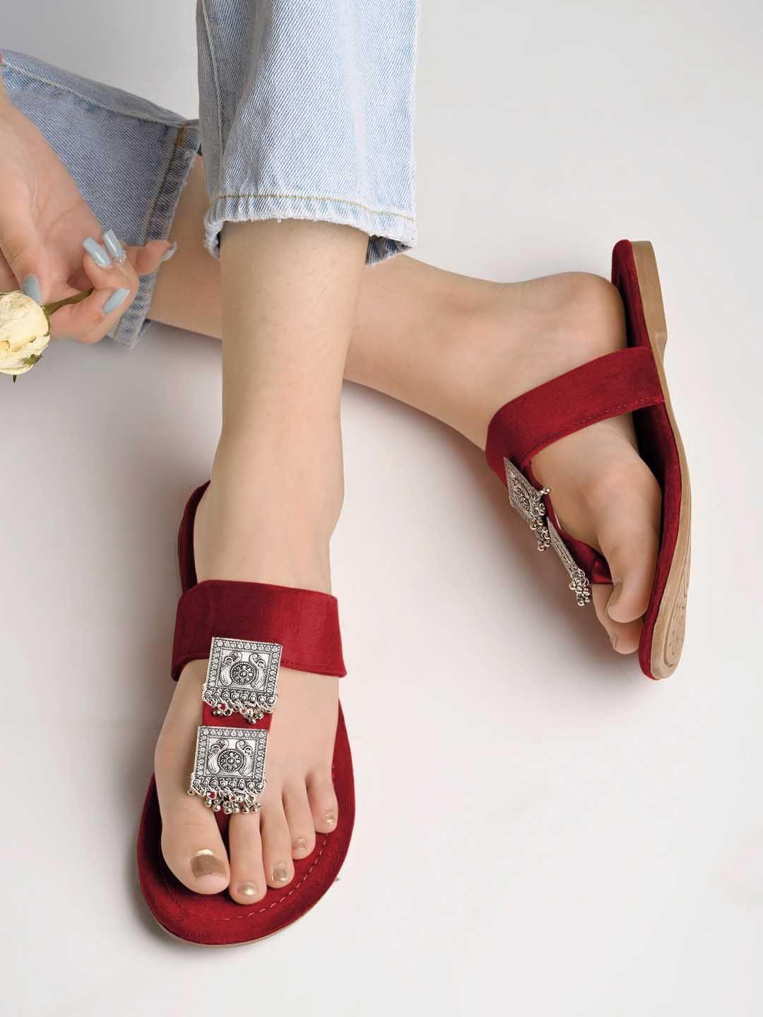 shoetopia women embellished open toe flats