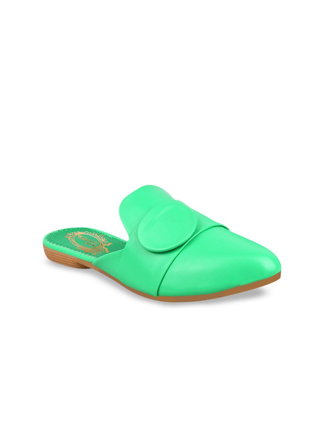 shoetopia women green mules flats