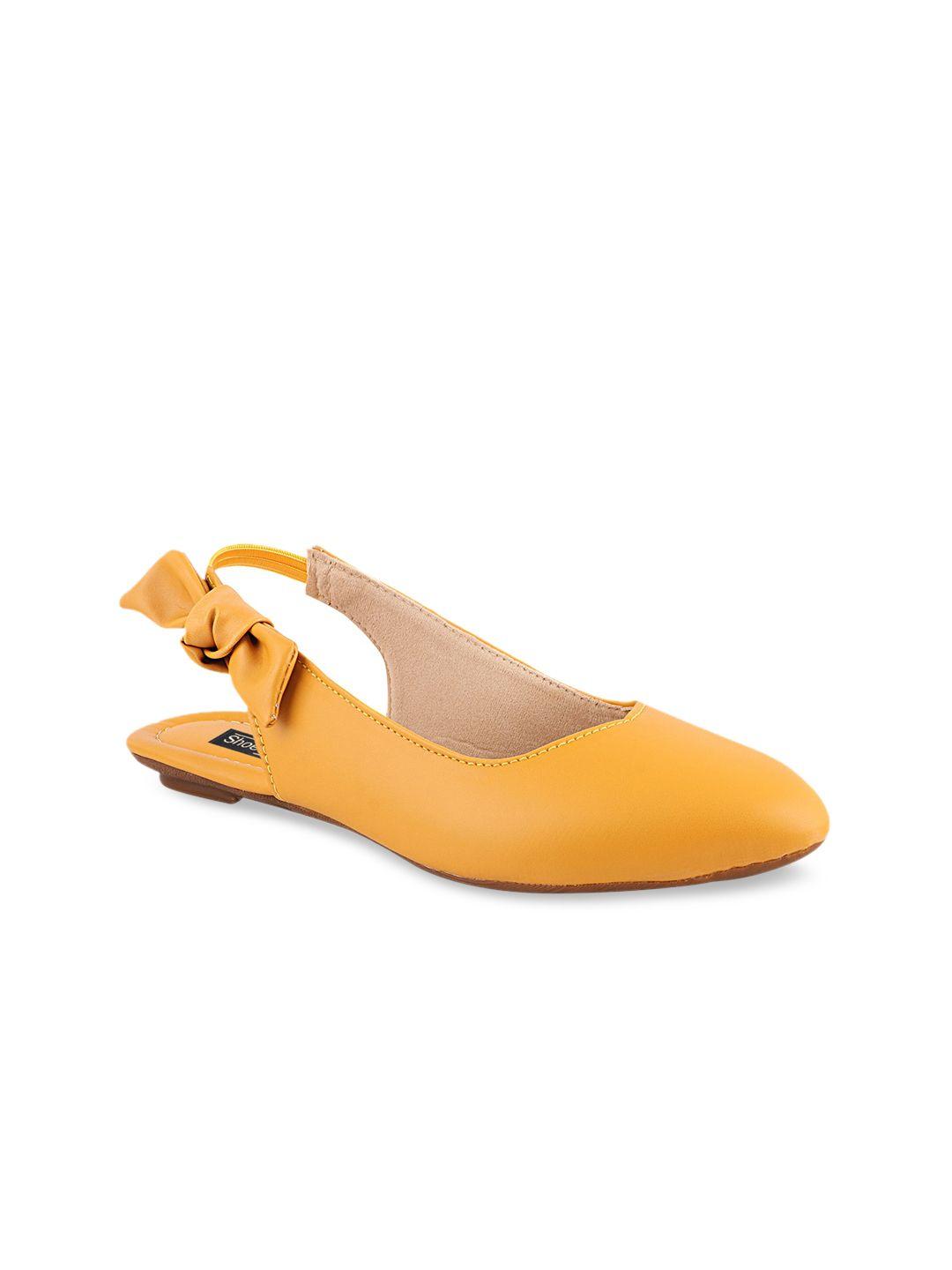 shoetopia women mustard solid ballerinas