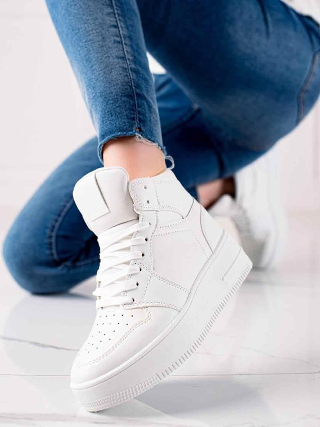 shoetopia women perforations high-top sneakers