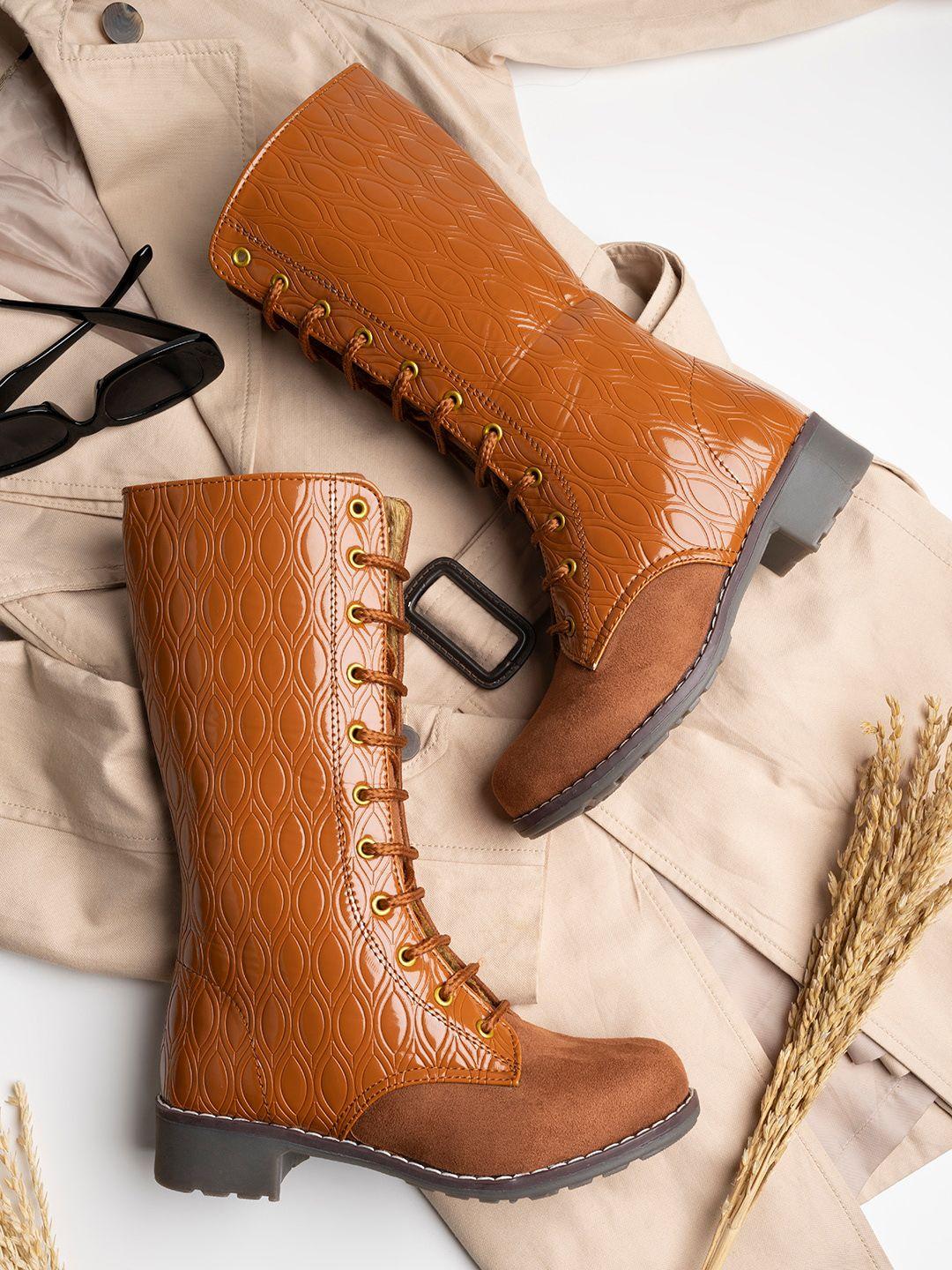 shoetopia women textured mid-top regular boots