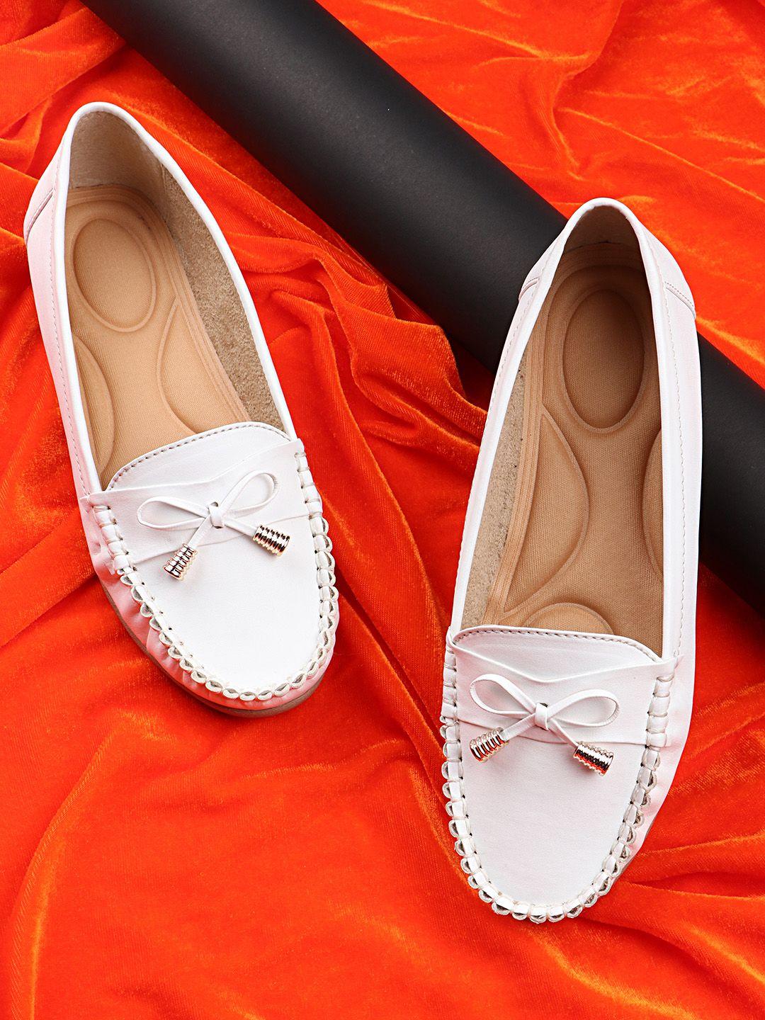 shoetopia women white ballerinas with bows flats