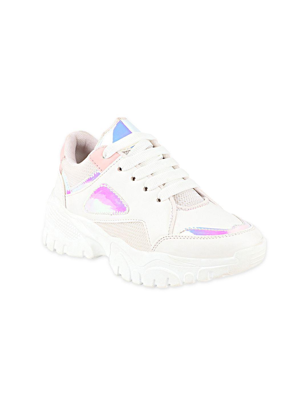 shoetopia women white colourblocked walking shoes