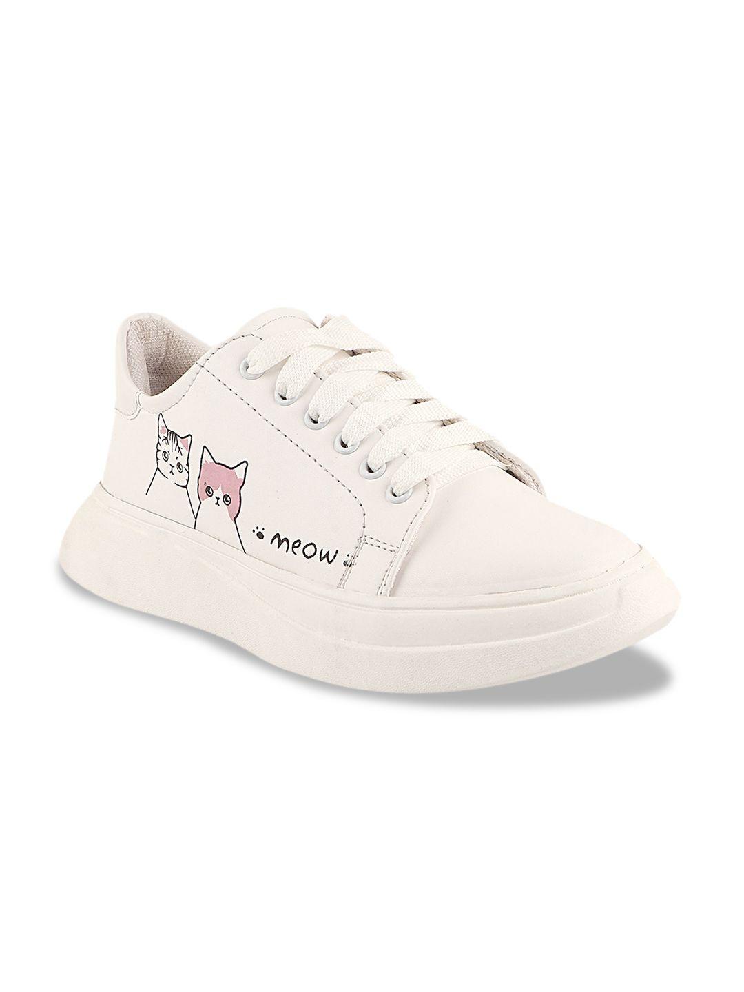 shoetopia women white printed sneakers