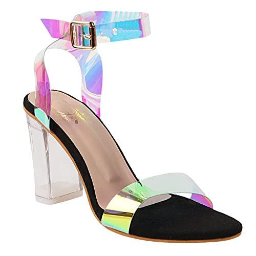 shoetopia womens/girls multi block heels sandals with buckles