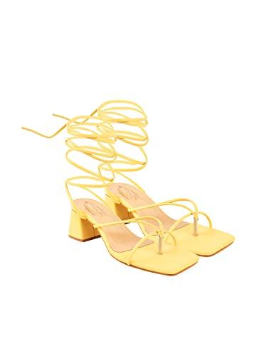 shoetopia womens fashion yellow heeled sandal - 3 uk (fashion-yellow)