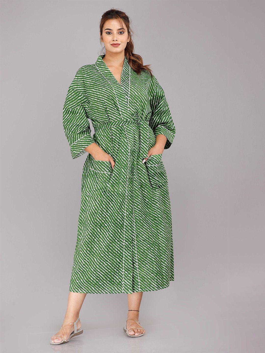 shoolin  womens green printed maxi nightdress