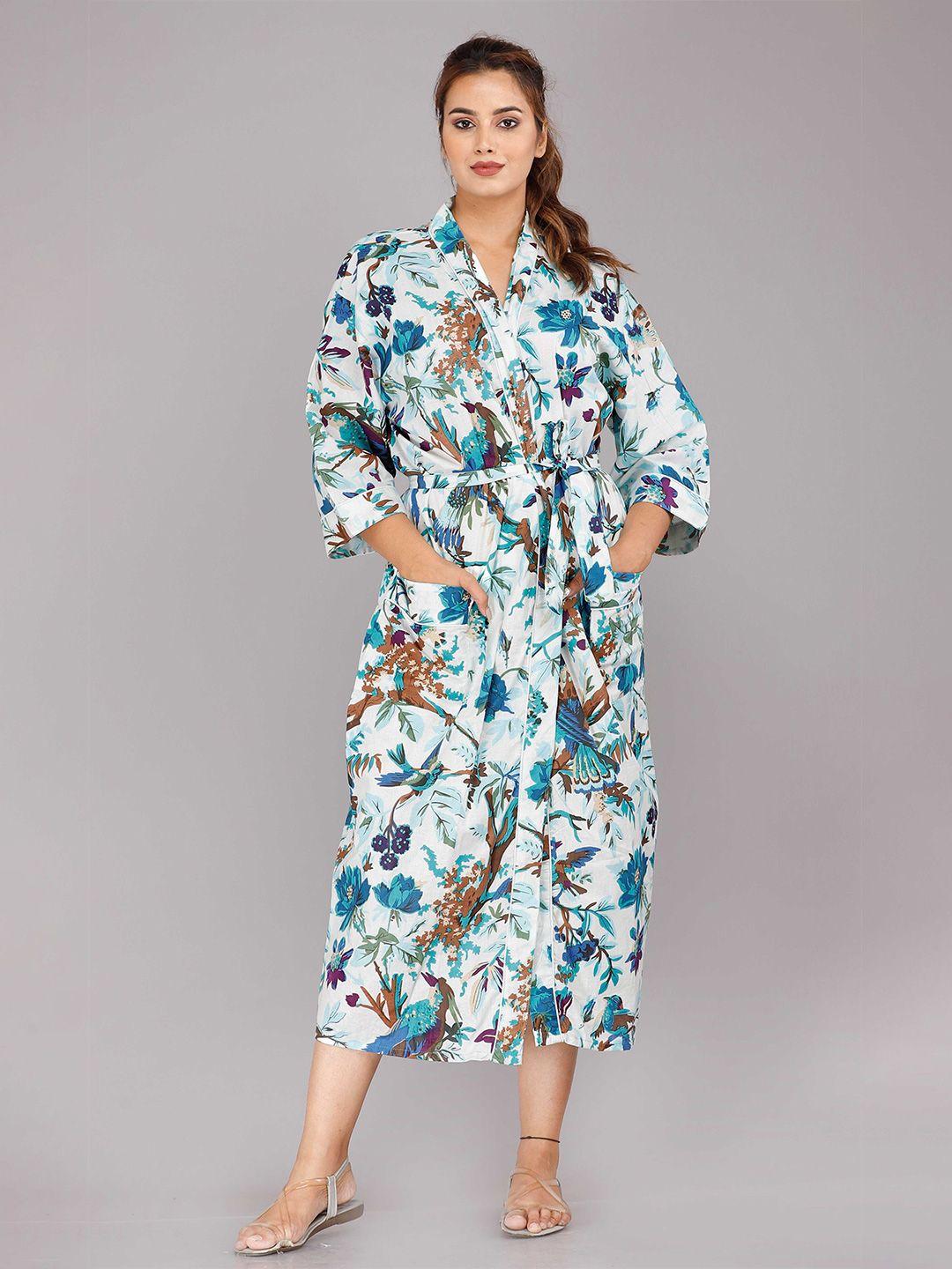 shoolin blue printed maxi nightdress