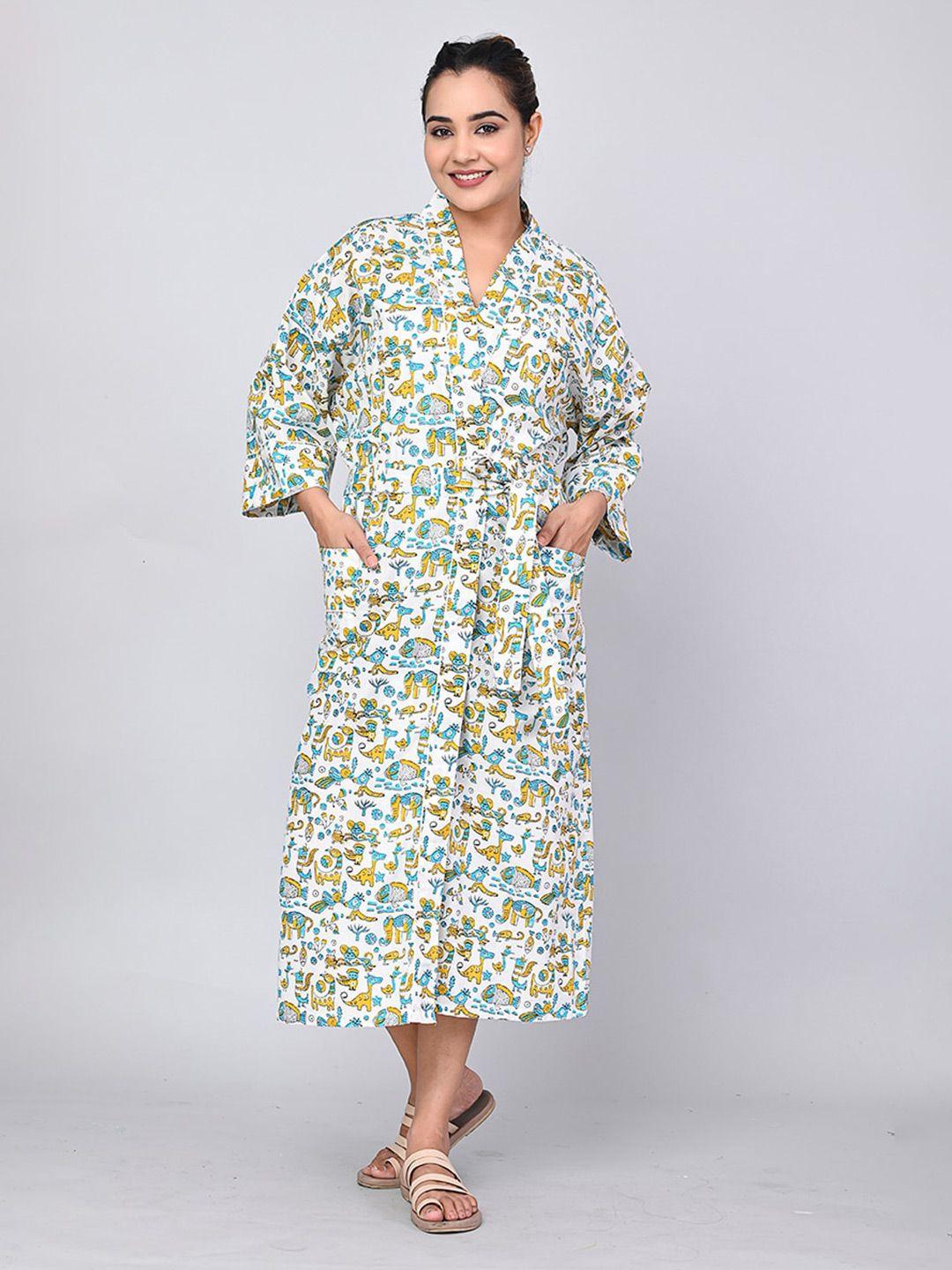 shoolin conversational printed cotton kimono bathrobe