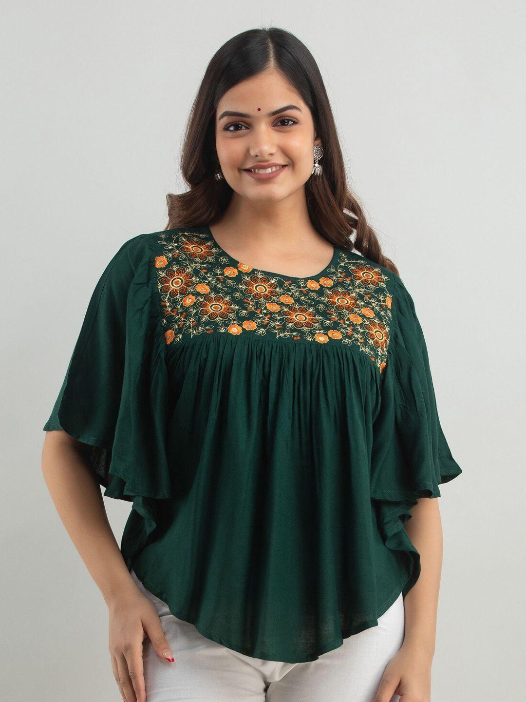 shoolin embroidered round-neck top