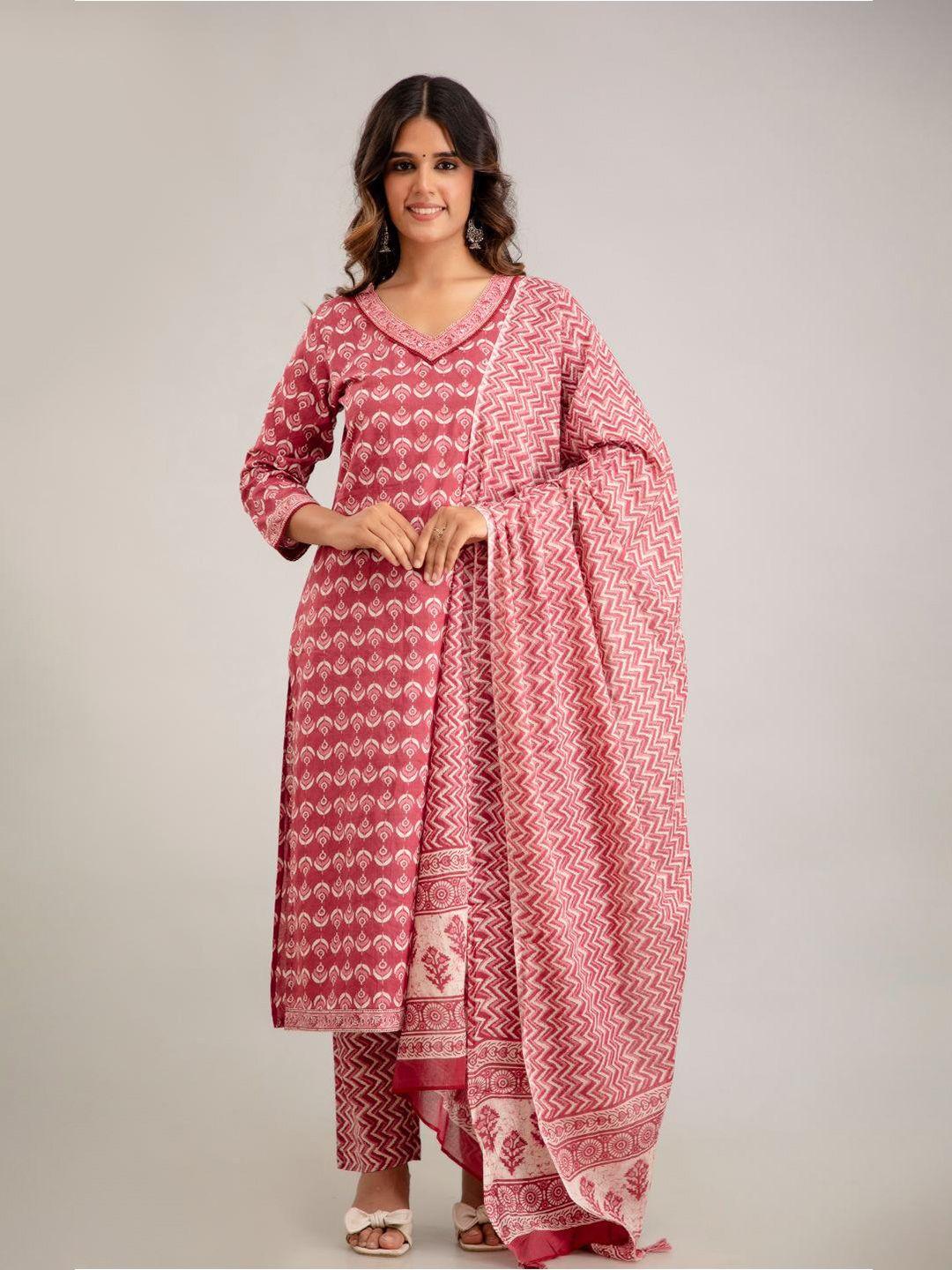 shoolin embroidered v-neck kurta set