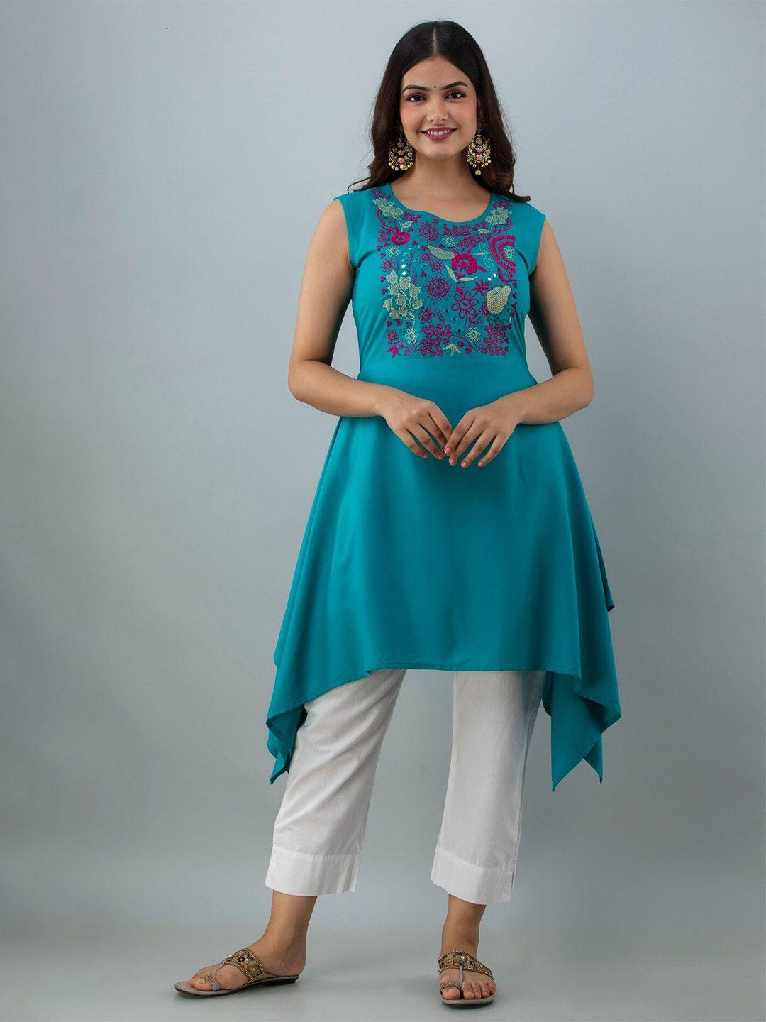 shoolin floral yoke design embroidered a-line kurta