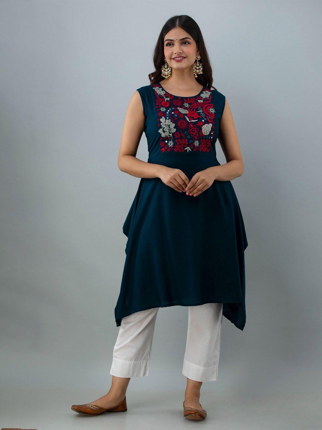 shoolin floral yoke design embroidered a-line kurta