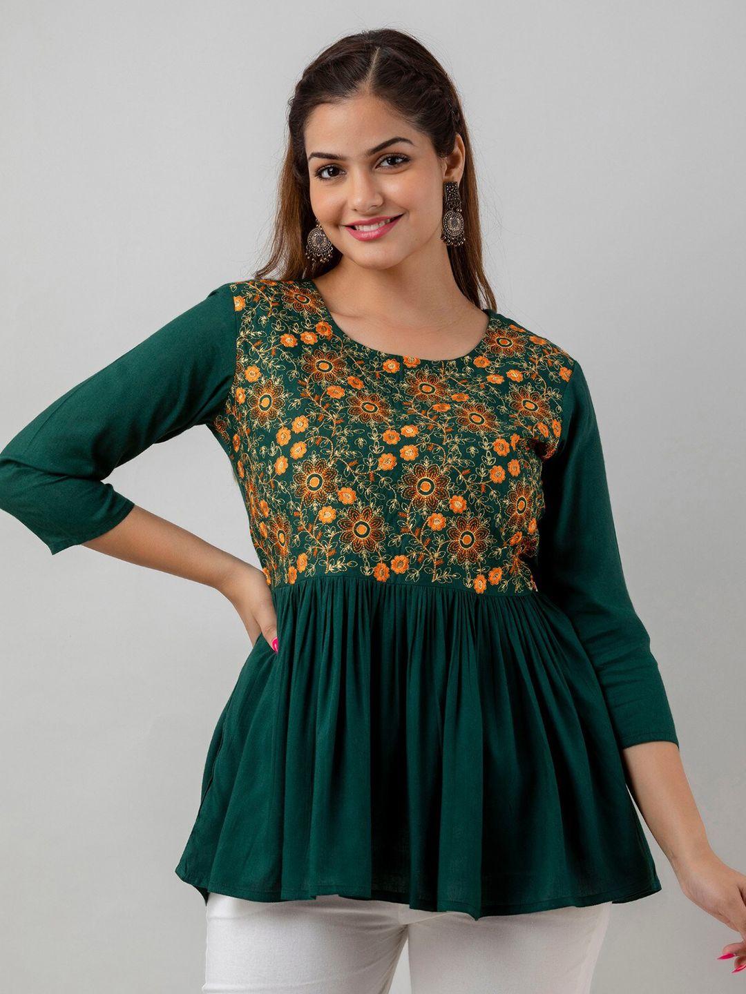 shoolin green & dark gunmetal kurti