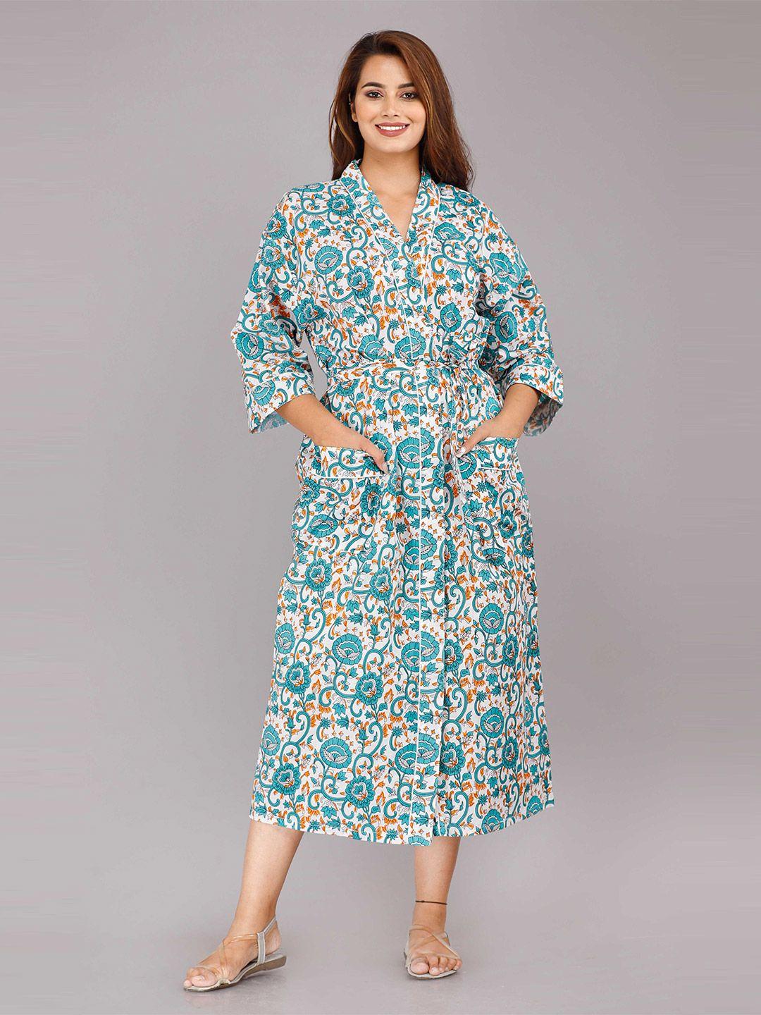 shoolin green printed maxi nightdress