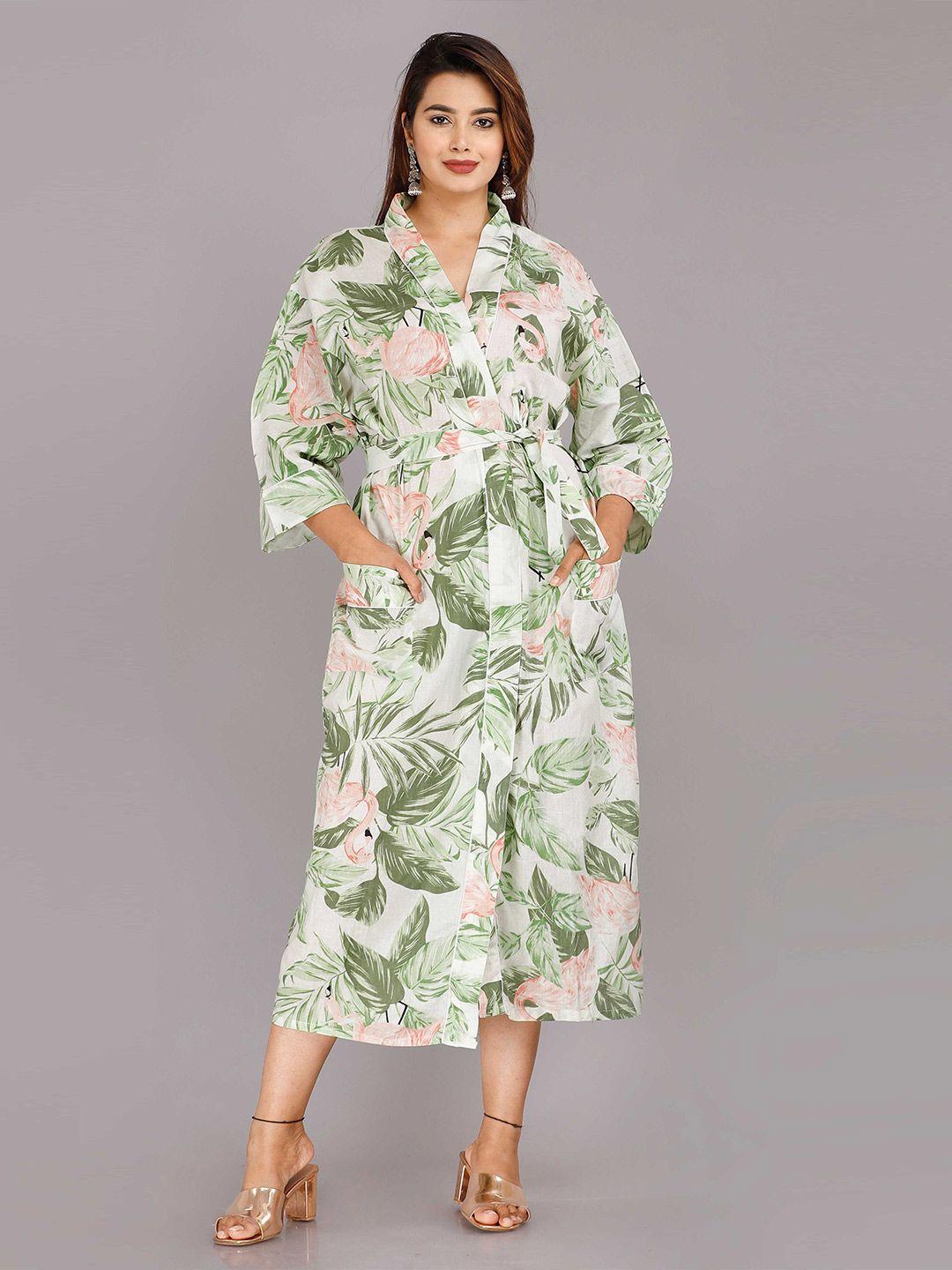 shoolin green printed maxi nightdress