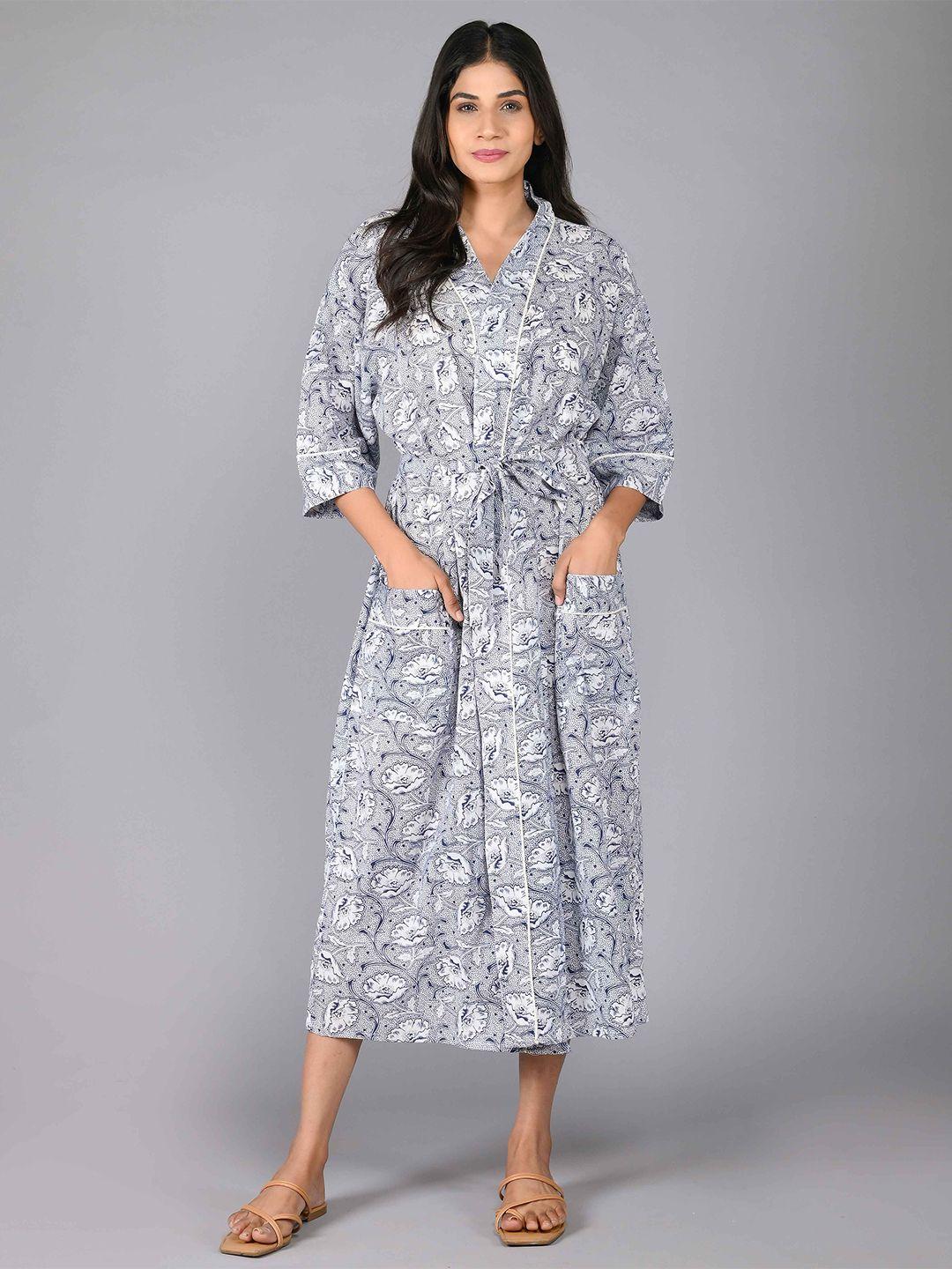 shoolin printed pure cotton midi nightdress