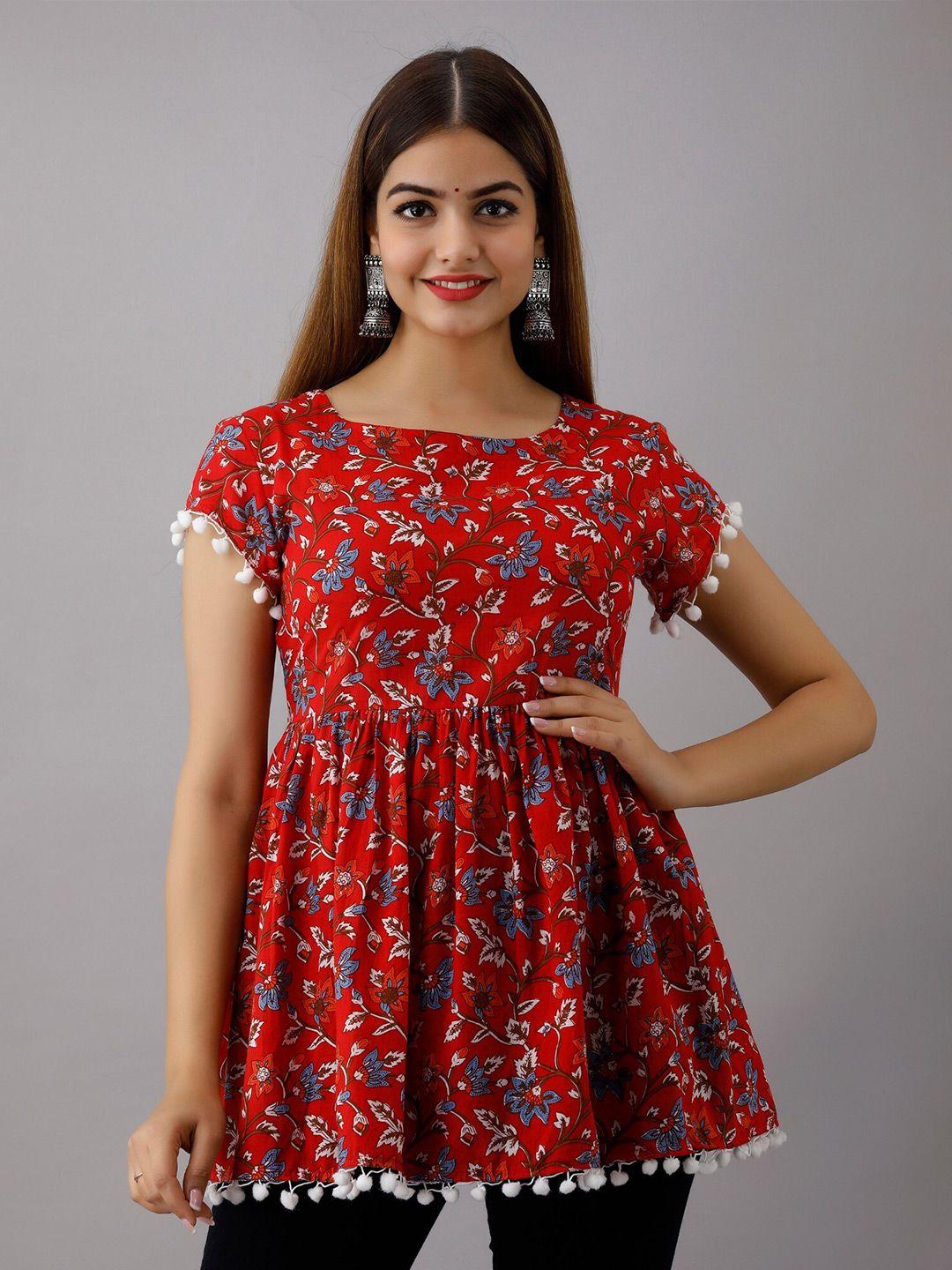 shoolin red & crimson red pure cotton kurti