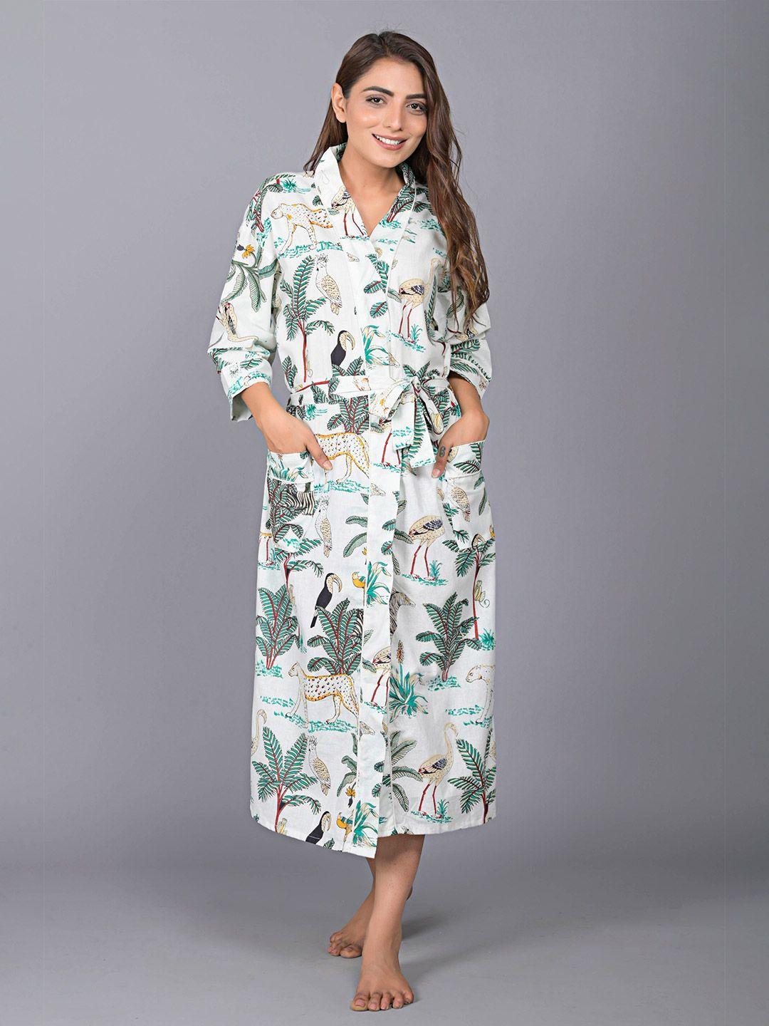 shoolin tropical printed v neck midi nightdress