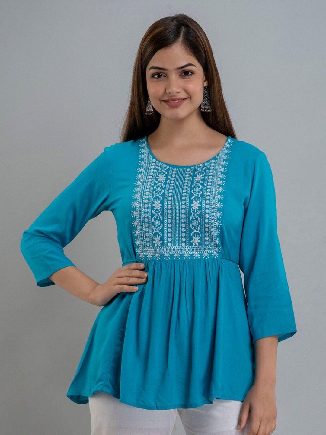 shoolin turquoise blue & coronet blue kurti