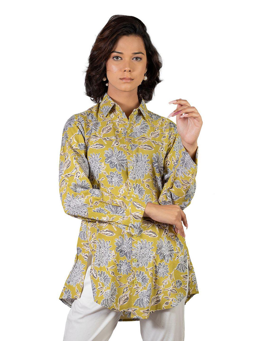 shoolin women comfort floral opaque printed casual shirt